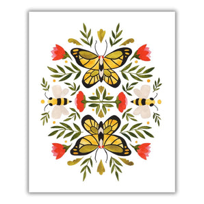 Bees & Butterflies 8x10 Print By Lucky Sprout Studio