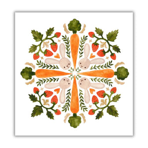 Bunnies & Carrots 8x8 Print By Lucky Sprout Studio