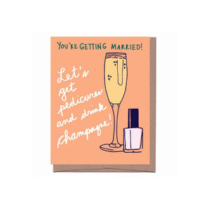 Champagne & Pedicure Bridal Card By La Familia Green