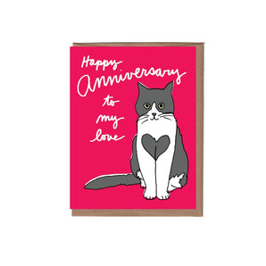 Heart Cat Anniversary Card By La Familia Green