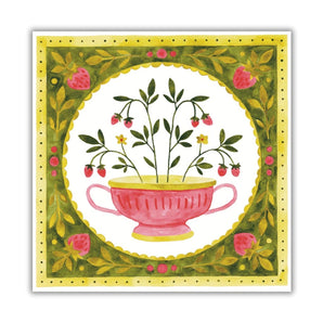 Strawberry Pot 8x8 Print By Lucky Sprout Studio
