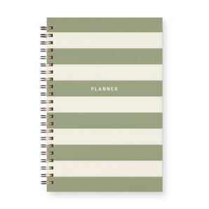 Striped Weekly Planner Journal - Green & White Stripe