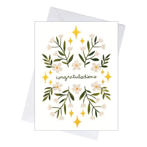 White Flower Congrats Card By Lucky Sprout Studio