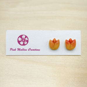 Yellow Tulip Stud Earrings By Pink Mallow Creations