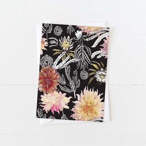Dahlias On Black Card By Briana Corr Scott