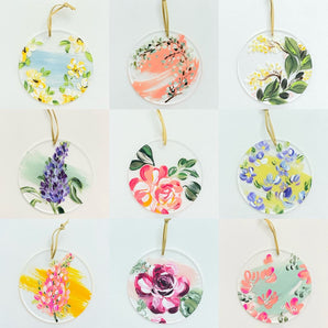 Handpainted Acrylic Floral Ornament (various designs)
