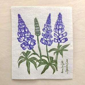 Purple Lupins Swedish Dishcloth By Square Love