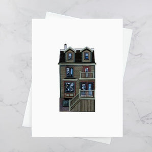 North Park House Collage Card - Olive Green By Andrea